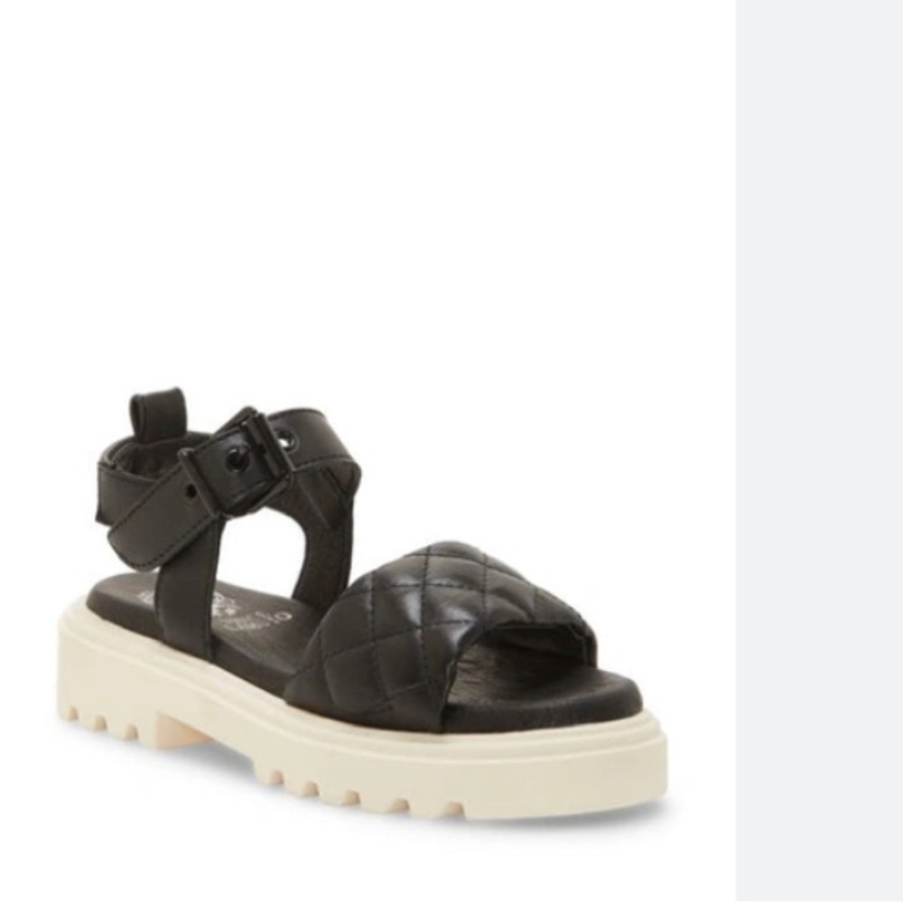 Vince Camuto Quilted Black Sandals with Cream Sole